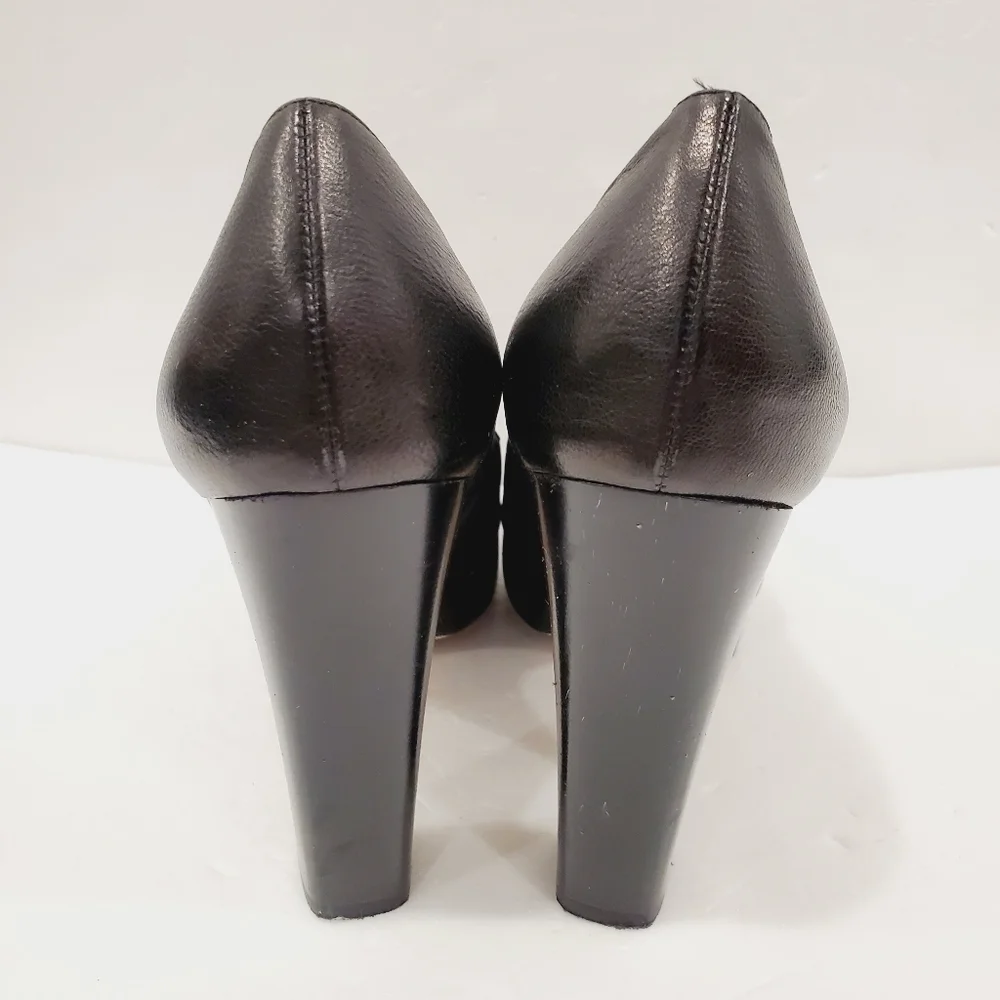 Michael Kors Collection Black Leather Peep Toe Platform Pumps